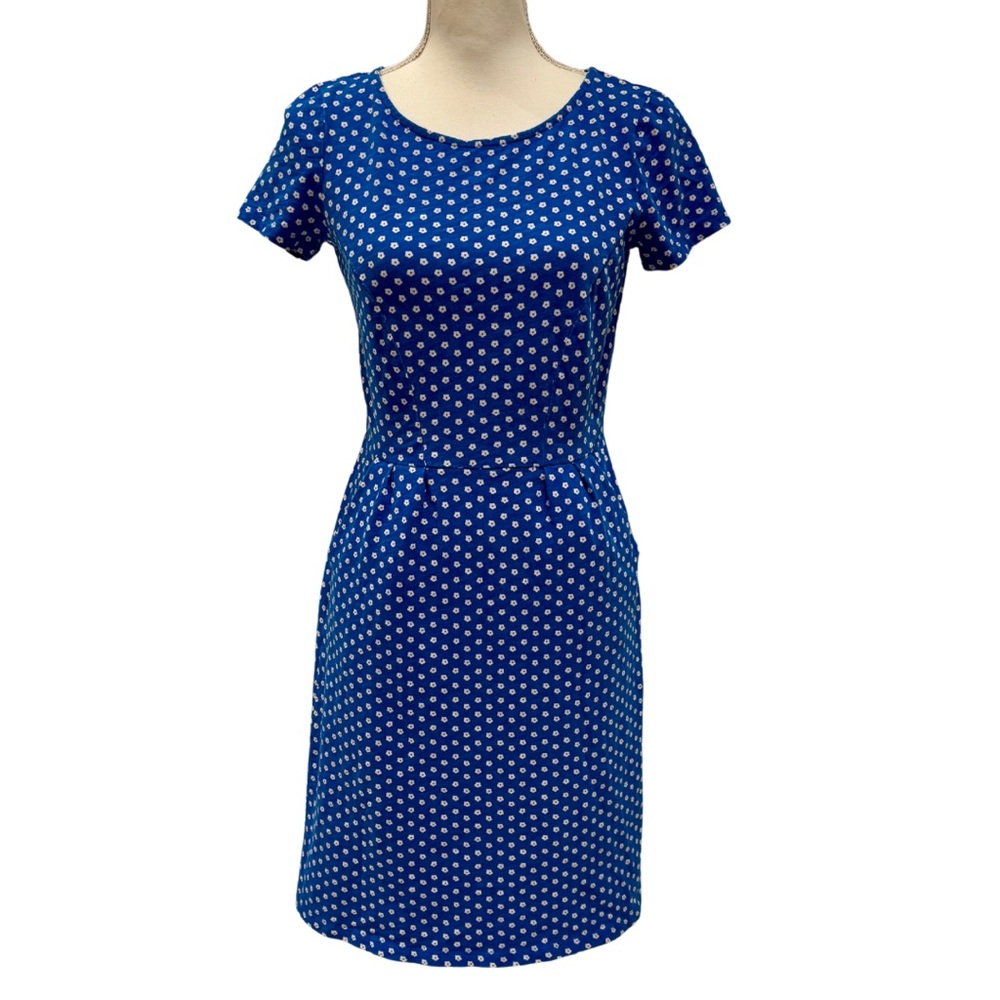 July 4th Dress! 100% Cotton | Blue + Red/White Floral- + Pockets! (M)